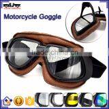 BJ-GT-008 Super Light Weight Brown Leather Tea Lens Motocross Goggles Custom thumbnail-1