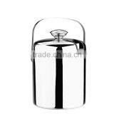Stainless Steel Double-deck Handled Ice Bucket for Sale