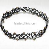 Black Plastic Line Braided Golden Beads Fake Tattoo Necklace for Girls thumbnail-1