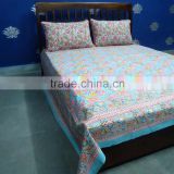 Cotton Bedsheet Gulmohar Indian Block Printed by artisans of Roopantaran SKU 7002