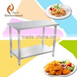 Strong quality and frame hotel Resturant stainless steel kitchen workbench work table with adjustable feet