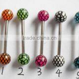 UV Acrylic Check Print Tongue Ring thumbnail-1