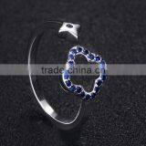 Synthetic Blue Gemstone Setting Latest Gold Plated Finger Ring Designs Open Ring for Women thumbnail-3