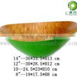 Colorful Oval Bamboo Salad Bowl thumbnail-3