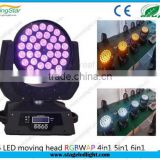 China professional stage light supplier rgbw zoom 36x10w 4in1 led moving head wash light