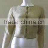 Women's Knitted Cardigan in Father Yarn With Handmade Crochet thumbnail-1