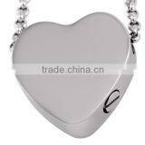SRP8384 Blank Engravable Heart-Shaped Human Memorials Necklace for Ashes Stainless Steel Cremation Urn Pendant thumbnail-2