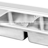 Restaurant Used Commercial Stainless Steel Double Bowl Food Servicel Kitchen Sink with Drainboard GR-304A