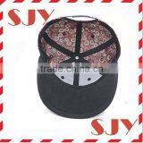 Custom Leather Patch Flat Brim Sanpabck Floral Print Baseball Cap thumbnail-2