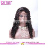 Wholesale Qingdao Factory Price 20 Inch Raw Unprocessed Virgin Peruvian Hair Lace Wig Curly Human Hair Topper Wig