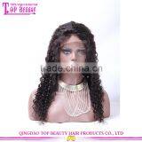 Wholesale Qingdao Factory Price 20 Inch Raw Unprocessed Virgin Peruvian Hair Lace Wig Curly Human Hair Topper Wig thumbnail-1