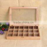 Exquisite Transparent Cover Wooden Cosmetics Storage Box, Square Wood Lattice Packaging Box thumbnail-4