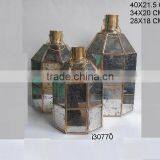 Brass and Glass Lantern in Three Sizes With Antique Silver Finish on Glass thumbnail-1