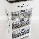 Shabby Chic Home Furniture Wooden Cabinet With Wicker Drawers thumbnail-4