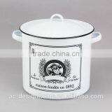 ENAMEL IRON CANISTER W/LID & EARS thumbnail-1