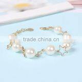 Gold Star Pearl Linked Bracelet Gold Chain Bracelet Elegant Dainty Bracelet thumbnail-6
