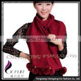 CX-B-P-42C Rabbit Fur Pom 2016 New Design Cashmere Shawl thumbnail-4