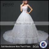 MGOO High Quality Empire Hand Work Tail Wedding Dress Korea Style Bridal Strapless Dress Italian Wedding Dress Sleeveless thumbnail-1