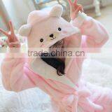 Girls Winter And Autumn Cute Rabbit Pink Pajamas Flannel Fleece Bathrobe thumbnail-5