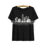 Black Ladies T-shirt Round Neck Short Sleeve Garment t Shirt thumbnail-1