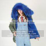Myfur Black Real Raccoon Fur Hood Custom Fur Lining Women Mini Parka Jacket thumbnail-2