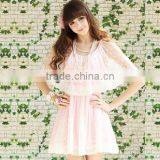 Pink Lace Princess Summer Lovely Chiffon Dress thumbnail-1