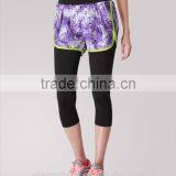 Ladies Open-air Spring/autumn Slim Fit Fake Two-piece 3/4 Quick-dry Purple Mesh Running/yoga Sports Pants thumbnail-2