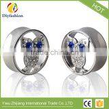 New Hot Owl Stainless Steel Diamond Pierced Ear Plug thumbnail-3