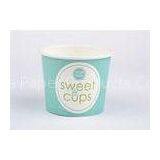 Disposable Cute 4oz 100ml Paper Ice Cream Cups Blue With PET Dome Lid