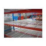 Dark Bule / Orange Red Industrial Storage Racks 75mm Freely Adjusted With Wire Mesh Decking