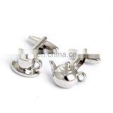 Men's Jewelry Wedding Cufflinks Silver Kettle and Cups Cufflinks thumbnail-1