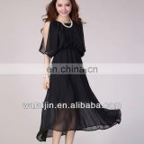 Wholesale woman's cold shoulder chiffon long dress