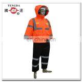 Orange Reflective Safety Polyester Worker Rain Coat thumbnail-3