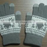 Touch promotion cheap knitted jacquard acrylic touchscreen gloves