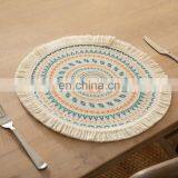 Boho Home Kitchen Decor Accept Low MOQ Custom Printed Woven Round Placemats Table Mat With Tassels thumbnail-3