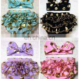 Girls Gold Polka Dot Shorts Baby Bloomers + Headbands 2pc Set Children Ruffled Shorts Kids Cotton Underwear Girls Boutique Short thumbnail-3