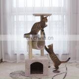 Custom Branded FBA Service Wholesale Cheap Indoor Easily Assemble Faux Fur Cat Tree Wall Cat Condo Furniture Tree With Cave thumbnail-1