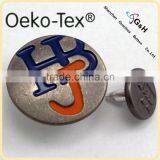 Fashion Custom Brass Jeans Button With Antic Silver & Enamel Color