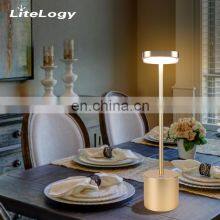 Modern Hotel Style Rechargeable Table Lamp Metal Lampara de Mesa Portable Outdoor LED Cordless Electric Table Lamp