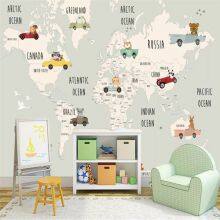 Custom 3D Modern Fresh Cartoon Sports World Map Background Mural Wallpaper for Kids Room Custom Children School Decor Wall Paper Drop Ship thumbnail-2