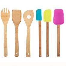 Bamboo utensil set with silicon case,Wholesale bamboo cooking tools on sale