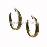 Handmade Tibetan Gold Jewelry Flower Texture Letter C Hoop Earring thumbnail-2
