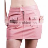 NEW 2015 BLACK BONDAGE PINK LEATHER WOMEN'S SKIRTS SOFT LEATHER MATERIAL