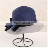 QXSH0032 Summer fashion pendulous floppy straw hat with ribbon New beach cloche hat fedora