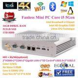 Fanless Industrial Mini PC Dual Nics Gigabit Lan Thin Clients Dual HDMIport Intel HD5500 4K HTPC Gaming Computer Alloy Case 2COM