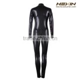 Sexy Black PU Leather Snakeskin Tight Zipper Long Sleeve Jumpsuit                        
                                                Quality Choice