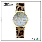 alibaba express gold japan movt watches a woman in animal sex leopard print fabric leather watch straps,fashion map watch