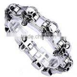 Factory Cheap Price Punk Bracelets Stainless Steel Hand Motrocycle Chain Cool Skull Bracelet