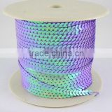Purple Sequin Fabric for Clothing, Garment Paillette String Roll, 5mm wide, 100 yards/roll(PPW004-R89)