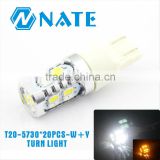 Newest car Led light 3014/3528/5050/5730 smd led light T20 s25 double color White and yellow turn signal light